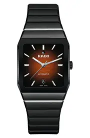 RADO Anatom Automatic Bracelet Watch, 32.5mm in Black/Orange at Nordstrom One Size