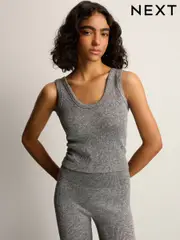 Grey Marl Ribbed Seamless Vest Top (E59998) | $34