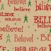 BELIEVE Tissue Paper on Kraft/Tan background # 412 -- 10 Sheets -- Christmas