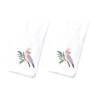 2x Pilbeam Living Cotton 65cm Galah Hand Towel Home/Bath Face Washer WHT/Pink