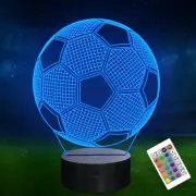 Soccer Kids Night Light, 3D Football Optical Illusion Lamp Timer & Remote Contro