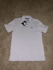 Travis Mathew Yeah Bay Bay Print Golf Polo Shirt Light Gray Large NWT Wigwam