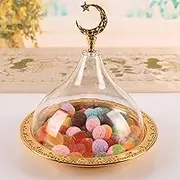 Cake Stand with Dome, Cake Stand and Serving Plate Platter with Dome Lid, Round Fruit Platter, Serving Dish with Dome, Dessert Plate Eid Plates Islam Platter Ramadan Plate
