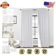 Elegant Greyish White 90" Blackout Curtains Set - 2 Panels, Thermal Insulated