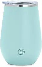 Y DRINK Stylish Stemless Cocktail Wine Glass Tumbler 12oz - Double Wall Insulated Cup - Splash Proof Lid - Food Safe - Non-Corrosive Stainless Steel with Anti-Slip Powder Coating (Aqua Punch)