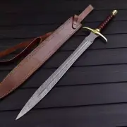 Custom Handmade Damascus Steel Viking Sword Battle Ready Sword With Sheath