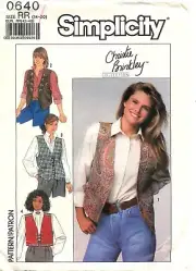 Simplicity # 0640 Sewing Pattern Misses' Vest With Trim New Factory Folded Uncut