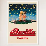 Galrie Barilla Parma Star Gazing Vintage Poster Framed Art Print for Home Decor, White Frame, A2 42 x 60cm (16 x 24inch)