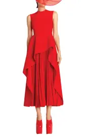 [SOLACE LONDON] THE SEVERNY MIDI DRESS UK 10 RED