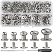 120 Sets round Head Button Stud Assorted Sizes Button Screw Stud for Leather Chi