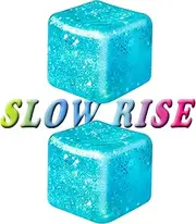 2Pcs Stress Cubes Slow Rise Glitter Squishy Cube Nice Relief Balls Jelly Fidget Toys for Kids Adults Squeeze Sensory Pack for Anxiety, Autism, Funny Gifts for Holiday/Birthday/Classroom(Blue)