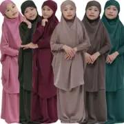 Kids Girls Muslim Long Kaftan Overhead Khimar Burqa Dress Abaya Islamic Caftan