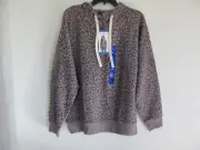 Buffalo David Bitton Pullover Hoodie-Viscose/Cotton-Iris Leopard-Size L- NWT