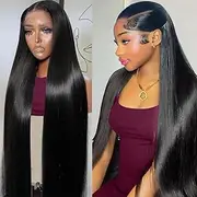 Lemoda Material:Human Hair Lace Front Wigs 13x6:100% Unprocessed Brazilian Virgin Human Hair Straight Straight Off A Girl's Head Natural