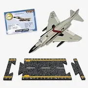 Hot Wings F-4 Phantom with Connectible Runway Die Cast Plane, White