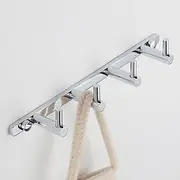 Brass Robe Hook Wall Mount Entryway Storage Rack for Jackets Coats Hats Scarves - 4 Hooks Contemporary Chrome