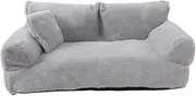 Revuera Pet Sofa, Washable Fluffy Pet Sofa Plush Pet Sofa Anti Slip Dog Bed for Couch Pet Calming Sofa Couch Bed (Color : Gray, Size : X-Large)