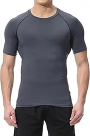 [Aosufei] Men's Breathable Quick Dry Workout T-Shirt Stretch Lightweight Athletic T-Shirt Crew Neck Solid Sports T-Shirts