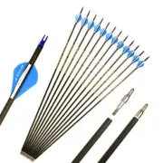 12pcs Spine 350 400 Pure Carbon Arrow ID 6.2mm Archery For Compound /Recuvre Bow