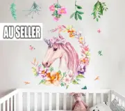 Unicorn Flower Removable Vinyl Decal Wall Sticker Art Mural Bird Room Decor DIY