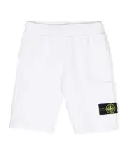 Compass-appliqué cotton shorts 14Y white