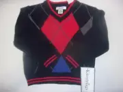 NEW Argyle Kitestrings Red Blue Sweater Boys Infant Toddlers Size 24M Months $50