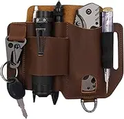 EDCs Leather Sheath - Multi Tool Sheath Holder Holster | Sheath for Belt, Leather Belt Pouch, Leather Pouch with Pen Holder for Flashlight, Knives, Car Key Scoovy
