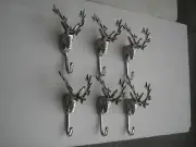Metal Deer Head Coat Hook Lot of 6 Pieces 7 inches each Stag head Hooks au.
