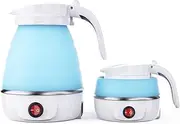 Travel Kettle，Foldable Electric Kettle，Mini Collapsible Kettle，Portable Small Kettle for Outdoor Hiking Camping Traveling (Blue)