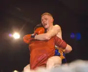Sean Murphy of Great Britain celebrates his third round knock-out - Old Photo 1