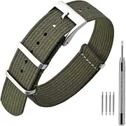 [ANNEFIT] Nylon Watch Band 16mm 18mm 19mm 20mm 22mm 24mm, One-Piece Waterproof Military Watch Straps with Heavy Buckle