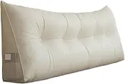 Large Wedge Back Pillows, Book Pillow for Reading in Bed, Lumbar Support Cushion Waist Backrest, Triangle Back Cushion(White,47.2in)
