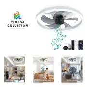 Low Profile Bladeless Ceiling Fan with Speaker, 19.8" Smart Fan Compatible wi...