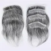Mens Wig Hair Men Forehead Hairline Toupee 1B60# Gray Indian Human Hair PU Skin Male Hairpieces Frontal Hair Topper Mens Toupee(16x3.5cm)