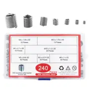 240PCS Wire Screw Sleeve Thread Repair Inserts Assortment Kit Stainless Steel