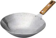 NOLITOY Stainless Steel Cooking Wok Chinese Frying Pan with Wooden Handle Multi Function Kitchen Wok for Stir Frying Grilling and More Heat Insulation and Scald