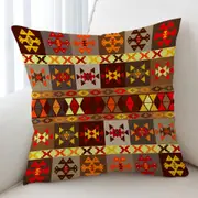 Yellow to Red Aztec Pattern Cushion Cover