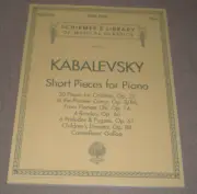 Kabalevsky Short Pieces for Piano Shirmer Library 2036 Classical Music Book NEW