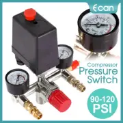 90-120PSI Air Compressor Pressure Switch Control Valve Manifold Regulator Gauges