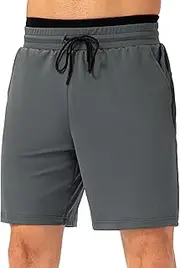 [Aosufei] Men's Stretchy Quick Dry Gym Training Shorts Solid Lightweight Board Shorts Breathable Slim-Fit Sports Shorts