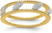 4.75mm 925 Sterling Silver Polished Prong set Stackable Expressions Ruthenium Plated Diamond Jacket Ring USA Size 7 Jewelry for Women
