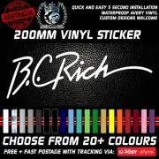 BC RICH Guitars vinyl Sticker only Decal 200mm wide Multiple colour choices
