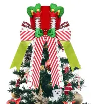 Christmas Tree Topper Hat Elf Legs Xmas Tree Toppers Large Red Velvet Hat wit...