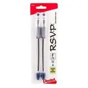 R.S.V.P. Ballpoint Pen, Fine Line, Blue Ink, 2 Pack (BK90BP2C)