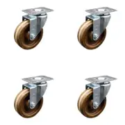 4 Inch High Temp Phenolic Wheel Swivel Top Plate Caster Set Service Caster Brand