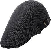 [CATIEBYE] Classic British Style Beret Men's Woolen Newsboy Cap for Sunscreen Fashionable Beanies h Grey