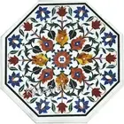 White Marble Coffee Table Top Antique Design Inlay Work Entryway Table for Hotel