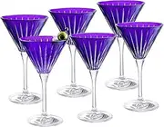 Barski Colored Martini Cocktail Glass - Purple Stemmed Martini Champagne Glasses - For Martini - Champagne - Cocktails - Margarita - Set of 6 - Gift Ready - Purple - 7 Oz. - Made in Europe