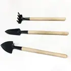 3pcs/set Spade Sturdy Iron Head Multifunction Rake Shovel Spade Wood