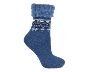 Sock Snob - Ladies Turn Over Top Warm Thermal Winter Nordic Bed Socks - Denim